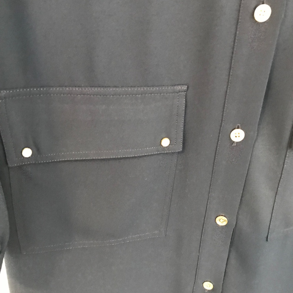 Michael Kors dress 4 navy 4 pockets balloon sleeves buttons knee length wedding - Picture 4 of 15